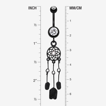 Detail View 1 of Blackline Dreamcatcher Belly Button Ring-Black